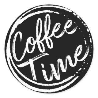 coffee time-quotes about coffee classic round sticker