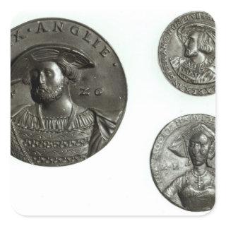 Coins depicting Henry VIII and Anne Boleyn Square Sticker