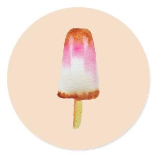 Cola popsicle cute Summertime watercolor art Classic Round Sticker