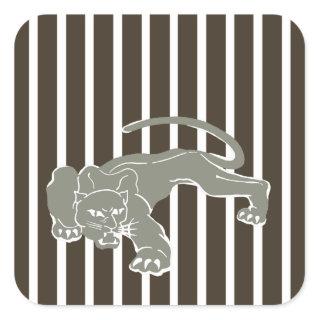 Cola Safari Stripe with Leopard Square Sticker