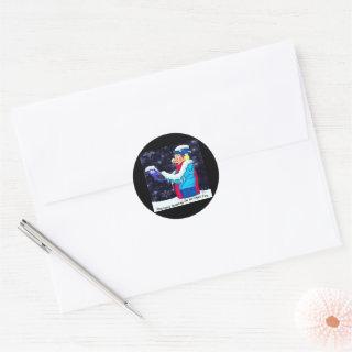 Cold Christmas Caroler Classic Round Sticker