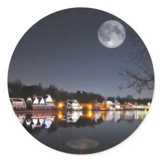 Cold Winter's Night on Boathouse Row Classic Round Sticker
