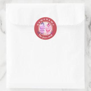 Cold yogurt Smoothies fruit Juice shop logo name Classic Round Sticker
