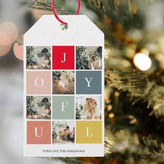 Collage Christmas Photo | Colorful Joyful  Gift Tags
