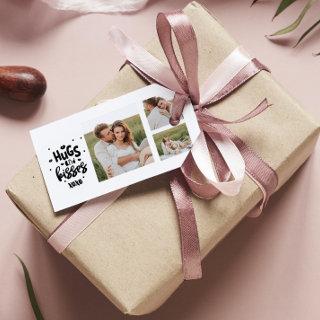 Collage Couple Photo & Hugs And Kisses Phrase Love Gift Tags