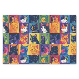 Collage of Colorful Pop Art Cats Decoupage Tissue Paper
