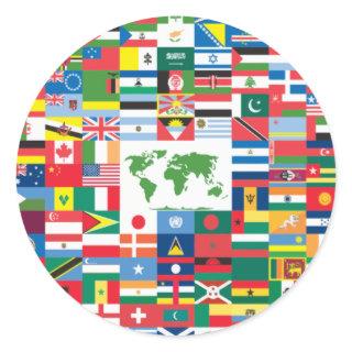 Collage of Country Flags from All Over The World Classic Round Sticker