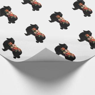 Collie Dog Breed Bohemian Floral Silhouette