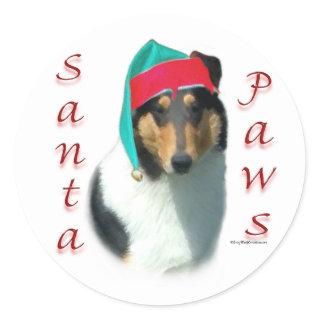 Collie (smooth) Santa Paws Classic Round Sticker