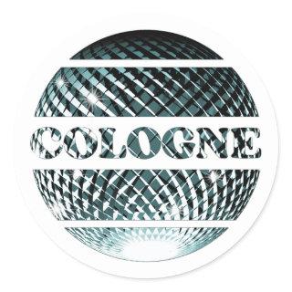 Cologne disco ball platinum blue classic round sticker