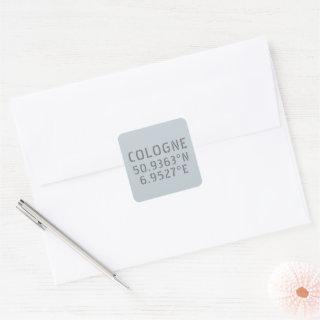 Cologne Latitude Longitude Coordinates  Square Sticker