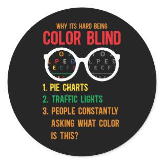 Color Blind Blindness Test Eye Glasses Classic Round Sticker