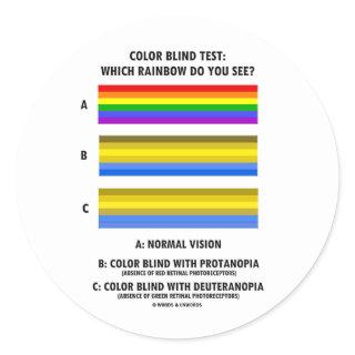Color Blind Test (Colors Of Rainbow Vision Test) Classic Round Sticker