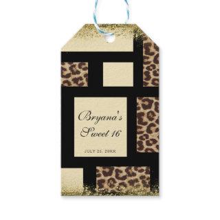 Color Block Cream Ivory Black & Leopard Cheetah Gift Tags