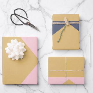 Color Block Geometric Art in Blush Navy Gold  Sheets