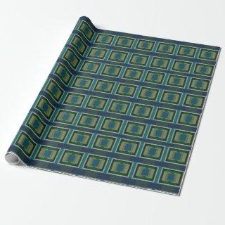 Color Block Pattern Blue Green Turquoise Tan Gray