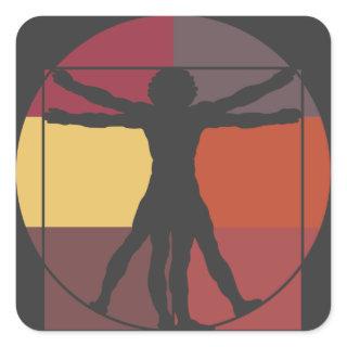 Color Block Vitruvian Man Square Sticker