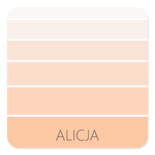 Color Blocks Peach Fuzz | Elegant Name Square Sticker