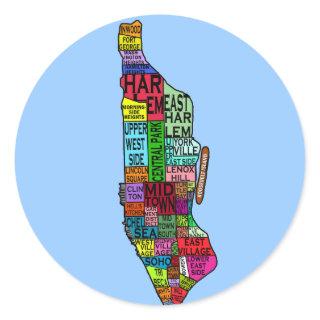 Color Coded Manhattan NYC Tshirts, Hoodies Classic Round Sticker
