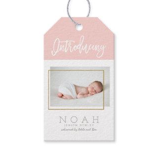 COLOR PANELS BIRTH ANNOUNCEMENT GIFT TAGS