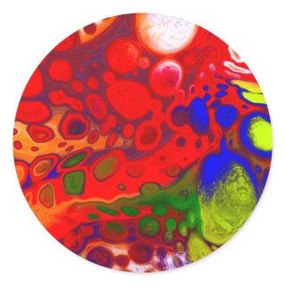 Color Pop | Red Blue Fluid Art   Classic Round Sticker