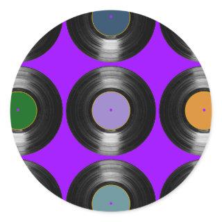 color vinyl records pattern classic round sticker