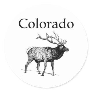 Colorado Elk (line art) Classic Round Sticker
