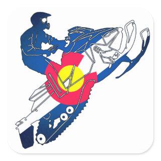 Colorado flag snowmobile square stickers