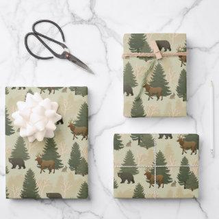Colorado Forest Bears Elk Rabbits Nature Pattern  Sheets