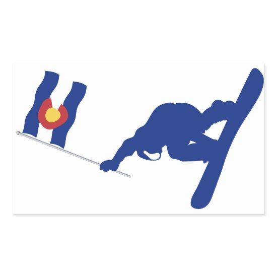 Colorado Snowboard Flag Rectangular Sticker