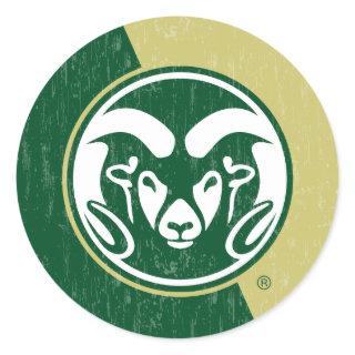 Colorado State University Color Block Distressed Classic Round Sticker