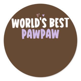 Colored Heart Funny World's Best Pawpaw Saying  Classic Round Sticker