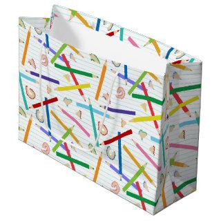 Colored Pencils Pattern Large Gift Bag
