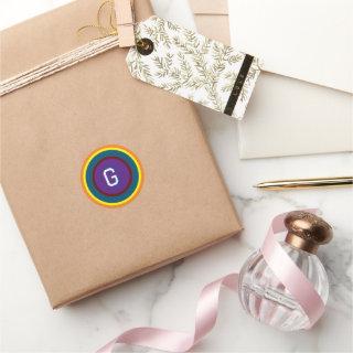 Colored Rings with Monogram Classic Round Sticker