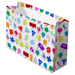 Colorful 2D & 3D Geometric Shapes Pattern for Kids Large Gift Bag
