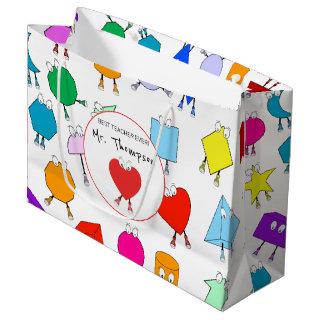 Colorful 2D & 3D Geometric Shapes Teacher Gift Large Gift Bag