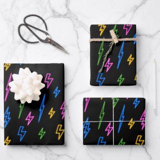 Colorful 80's Retro Neon Lightning Pattern   Sheets