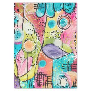 Colorful Abstract Art Fun Modern Pink Blue Purple Tissue Paper