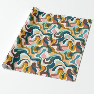 Colorful abstract boho swirly shapes pattern