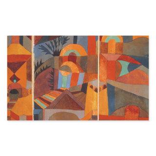 Colorful Abstract Cubism Klee Temple Gardens Rectangular Sticker