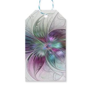 Colorful Abstract Flower Modern Floral Fractal Art Gift Tags