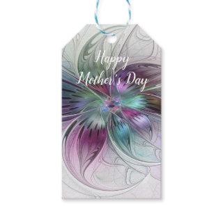 Colorful Abstract Flower Modern Floral Fractal Art Gift Tags