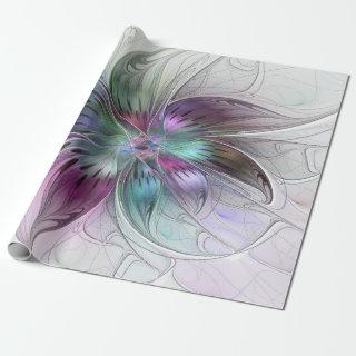 Colorful Abstract Flower Modern Floral Fractal Art