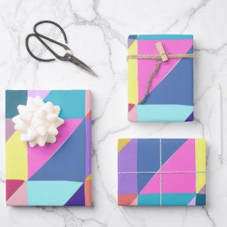 Colorful Abstract Geometric Triangle Patchwork   Sheets