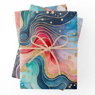 Colorful Abstract Ink Art  Sheets