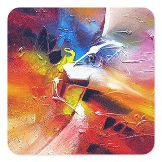 Colorful Abstract Painting Expressionist Template Square Sticker