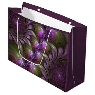 Colorful Abstract Violet Purple Khaki Fractal Art Large Gift Bag