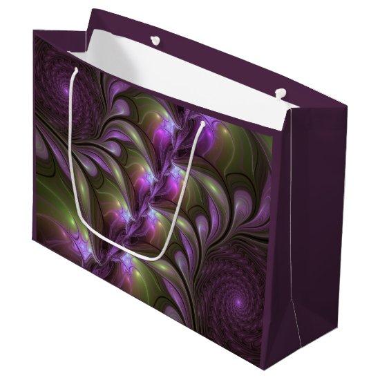 Colorful Abstract Violet Purple Khaki Fractal Art Large Gift Bag