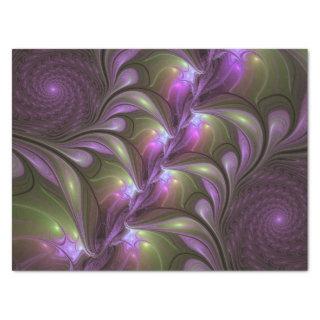 Colorful Abstract Violet Purple Khaki Fractal Art Tissue Paper