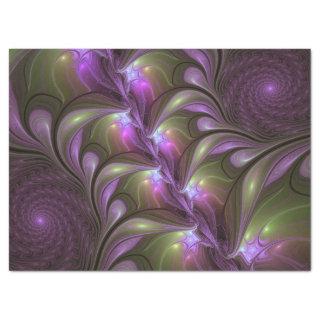 Colorful Abstract Violet Purple Khaki Fractal Art Tissue Paper
